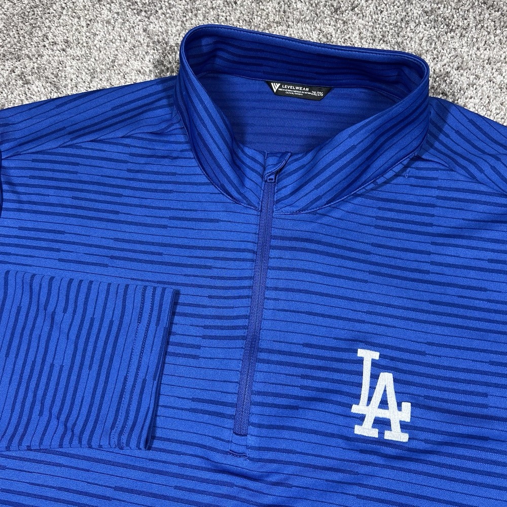 Levelwear Los Angeles Dodgers MLB 1/4 Zip Mens XXL 2XL Blue LA Performance Gear